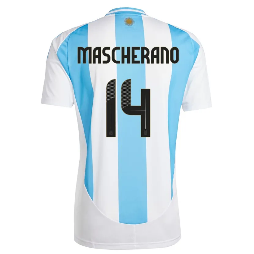 Danxen Hombre Camiseta Argentina Javier Mascherano #14 Blanco Azul 1ª Equipación 24-26 La Camisa México
