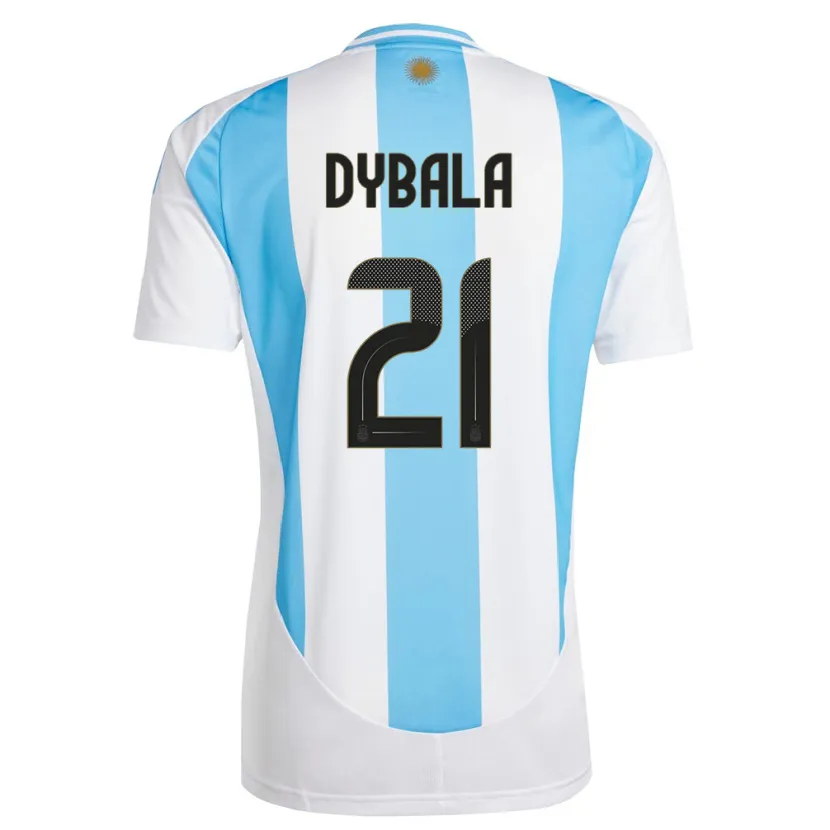 Danxen Hombre Camiseta Argentina Paulo Dybala #21 Blanco Azul 1ª Equipación 24-26 La Camisa México