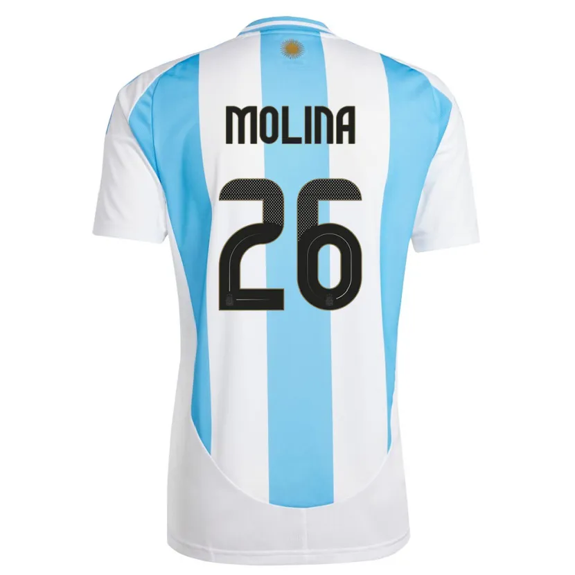 Danxen Hombre Camiseta Argentina Nahuel Molina #26 Blanco Azul 1ª Equipación 24-26 La Camisa México