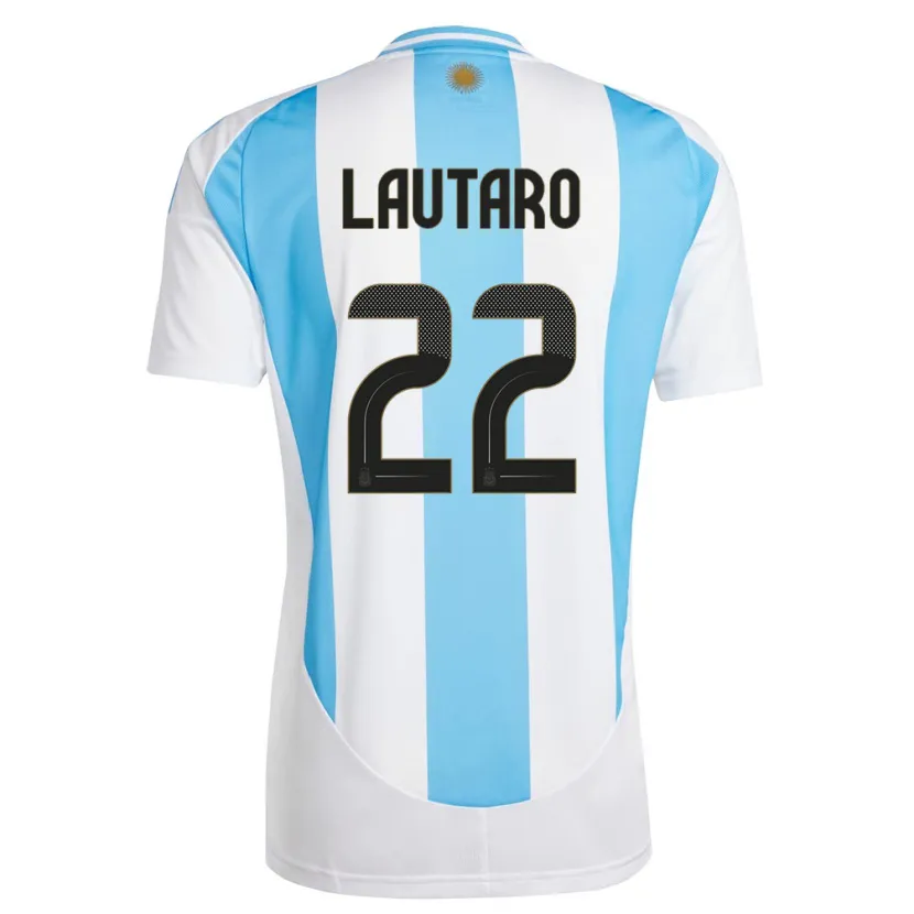 Danxen Hombre Camiseta Argentina Lautaro Martinez #22 Blanco Azul 1ª Equipación 24-26 La Camisa México