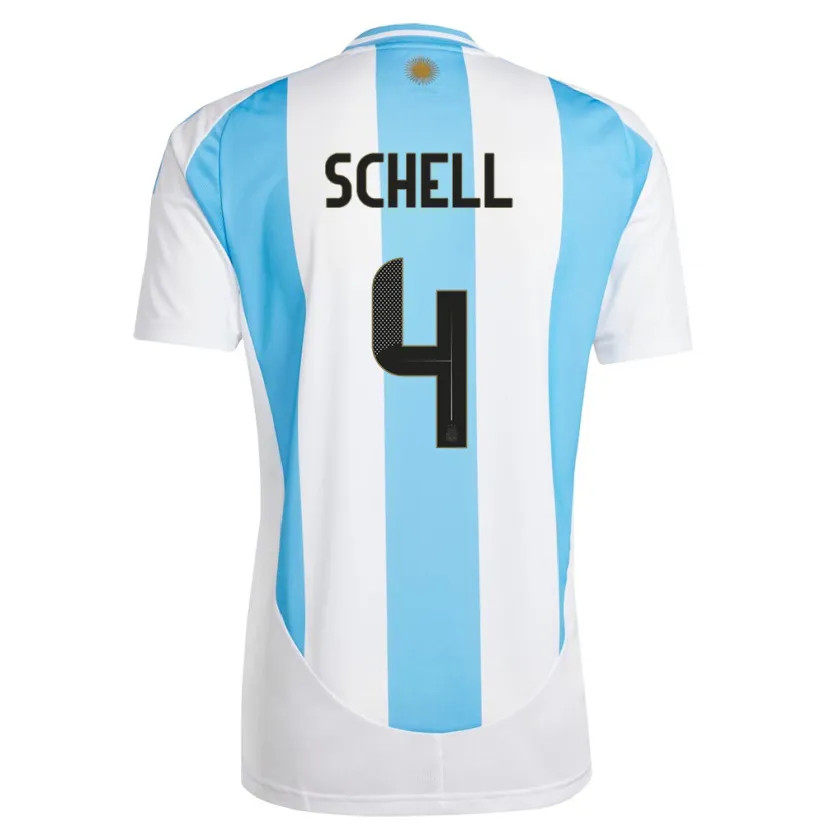 Danxen Hombre Camiseta Argentina Sofia Schell #4 Blanco Azul 1ª Equipación 24-26 La Camisa México
