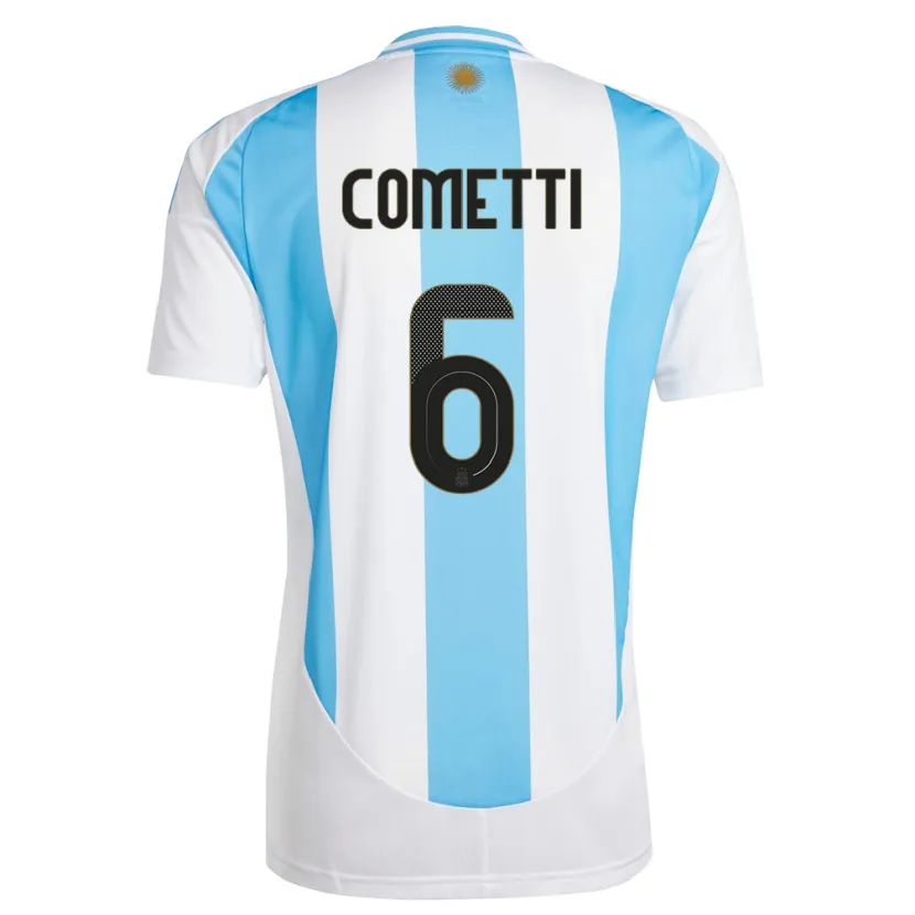 Danxen Hombre Camiseta Argentina Aldana Cometti #6 Blanco Azul 1ª Equipación 24-26 La Camisa México