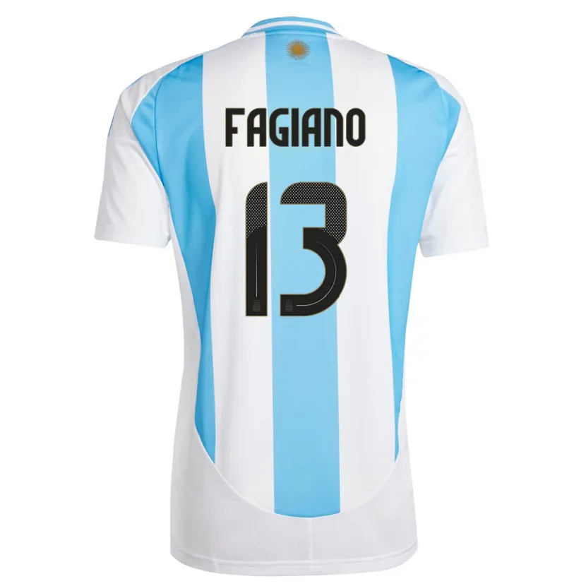 Danxen Hombre Camiseta Argentina Paloma Fagiano #13 Blanco Azul 1ª Equipación 24-26 La Camisa México