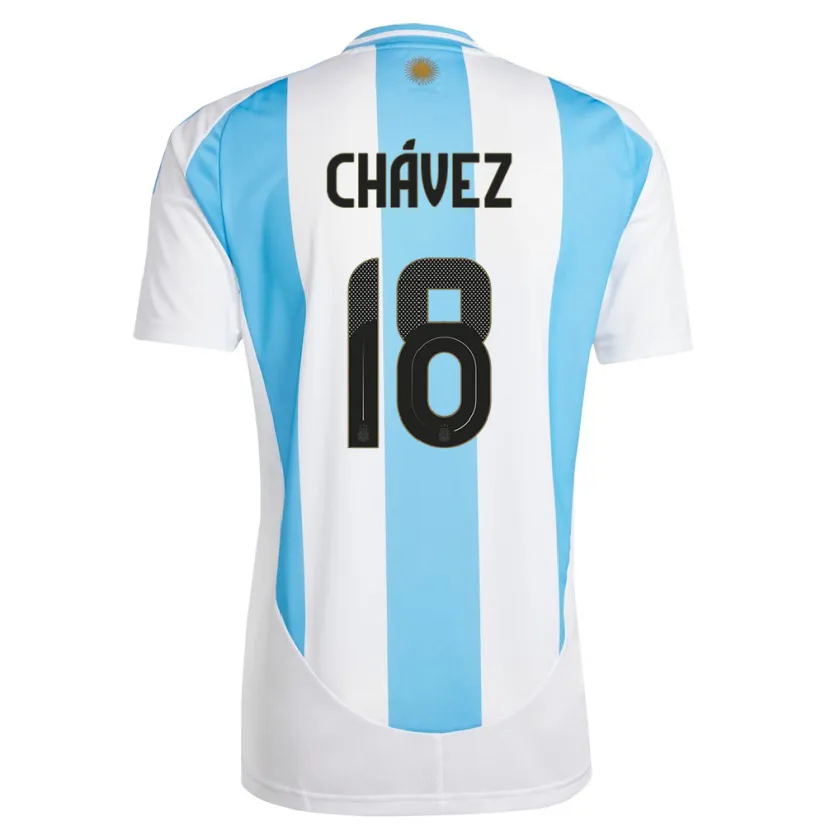 Danxen Hombre Camiseta Argentina Gabriela Chavez #18 Blanco Azul 1ª Equipación 24-26 La Camisa México