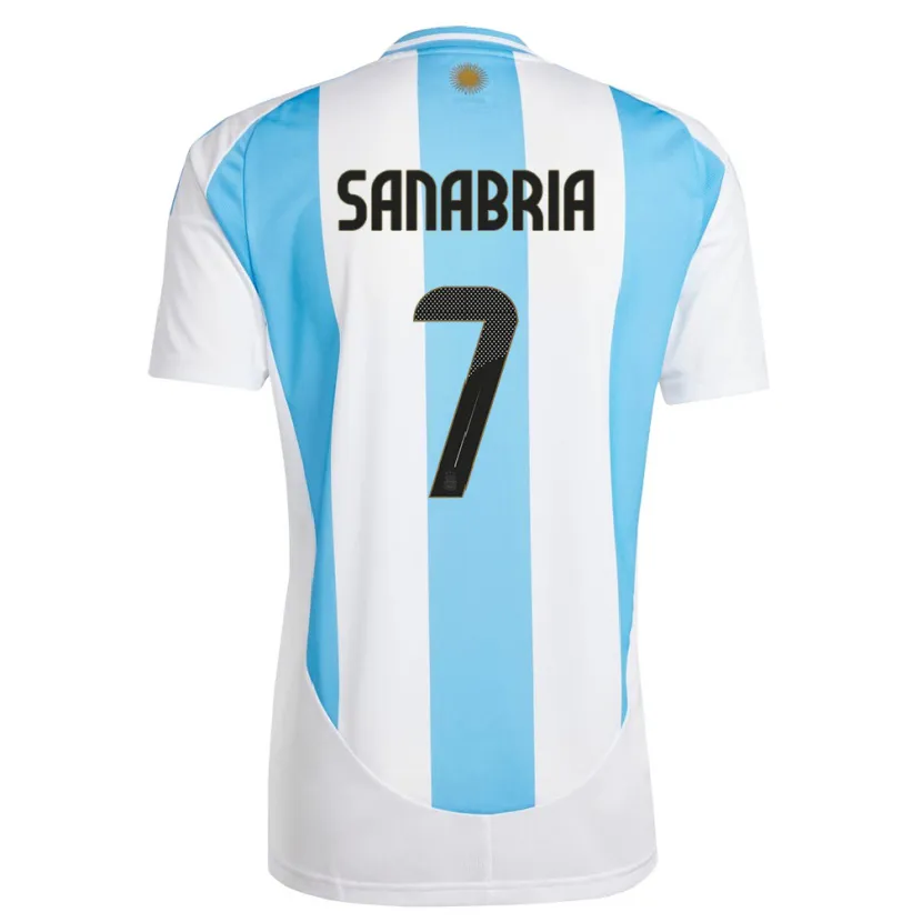 Danxen Hombre Camiseta Argentina Mateo Sanabria #7 Blanco Azul 1ª Equipación 24-26 La Camisa México