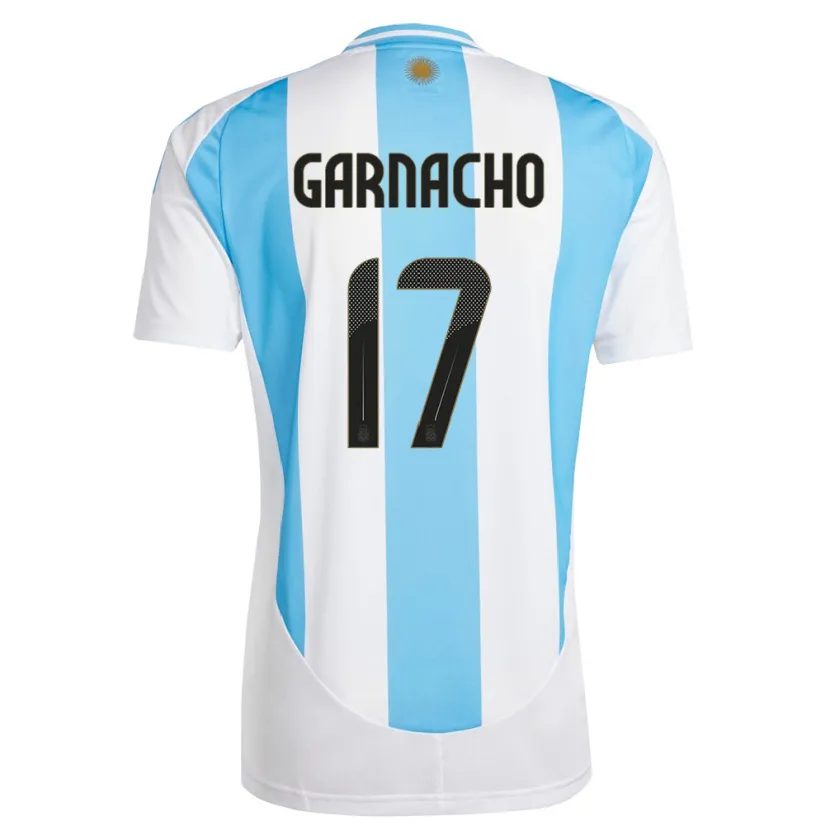 Danxen Hombre Camiseta Argentina Alejandro Garnacho #17 Blanco Azul 1ª Equipación 24-26 La Camisa México