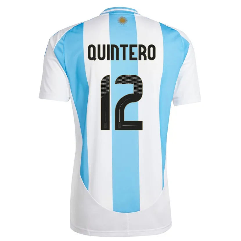 Danxen Hombre Camiseta Argentina Valentino Quintero #12 Blanco Azul 1ª Equipación 24-26 La Camisa México