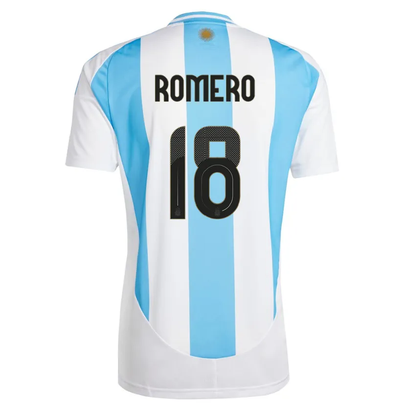Danxen Hombre Camiseta Argentina Luka Romero #18 Blanco Azul 1ª Equipación 24-26 La Camisa México