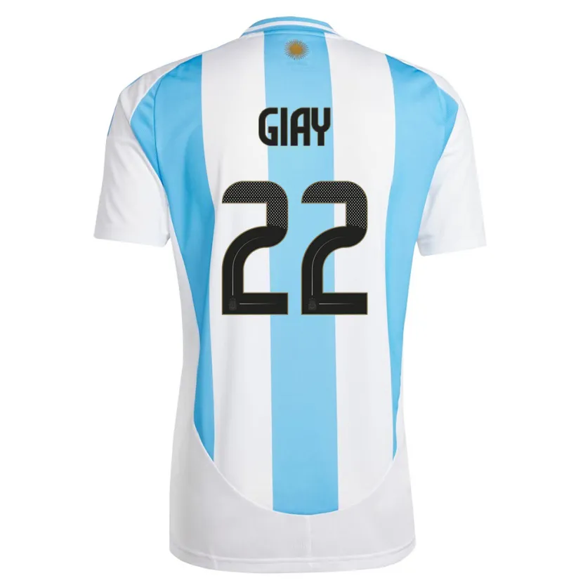 Danxen Hombre Camiseta Argentina Agustin Giay #22 Blanco Azul 1ª Equipación 24-26 La Camisa México