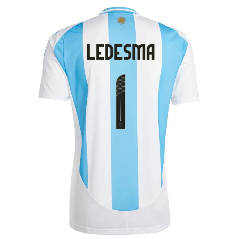Danxen Hombre Camiseta Argentina Jeremias Ledesma #1 Blanco Azul 1ª Equipación 24-26 La Camisa México