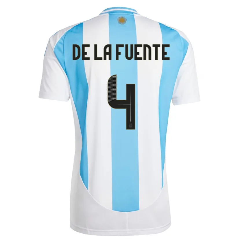 Danxen Hombre Camiseta Argentina Hernan De La Fuente #4 Blanco Azul 1ª Equipación 24-26 La Camisa México