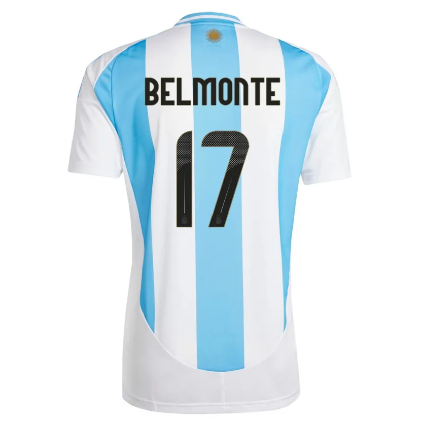 Danxen Hombre Camiseta Argentina Tomas Belmonte #17 Blanco Azul 1ª Equipación 24-26 La Camisa México