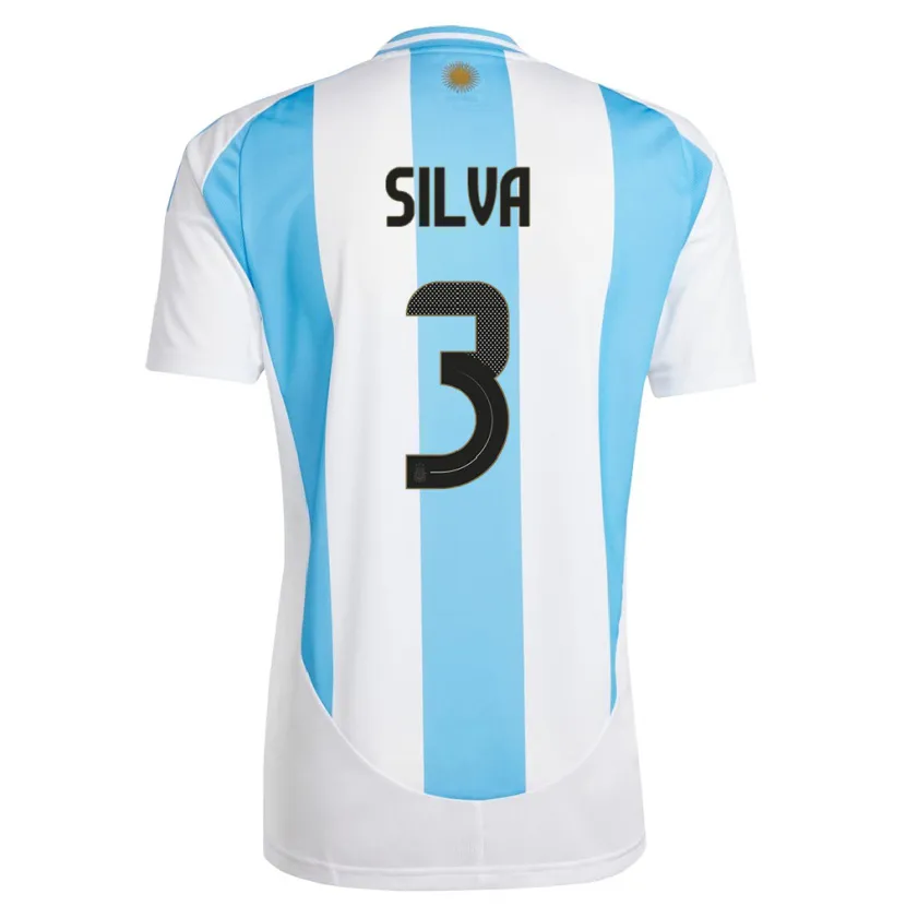 Danxen Hombre Camiseta Argentina Tomas Silva #3 Blanco Azul 1ª Equipación 24-26 La Camisa México