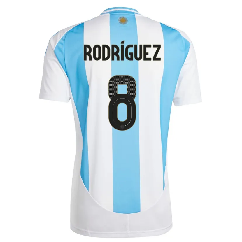 Danxen Hombre Camiseta Argentina Agustin Rodriguez #8 Blanco Azul 1ª Equipación 24-26 La Camisa México