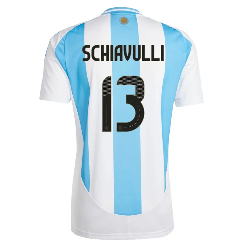 Danxen Hombre Camiseta Argentina Thiago Schiavulli #13 Blanco Azul 1ª Equipación 24-26 La Camisa México