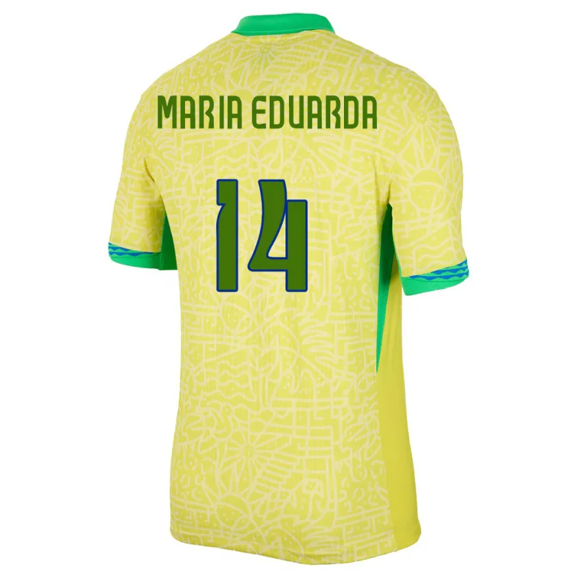 Danxen Hombre Camiseta Brasil Maria Eduarda #14 Amarillo 1ª Equipación 24-26 La Camisa México