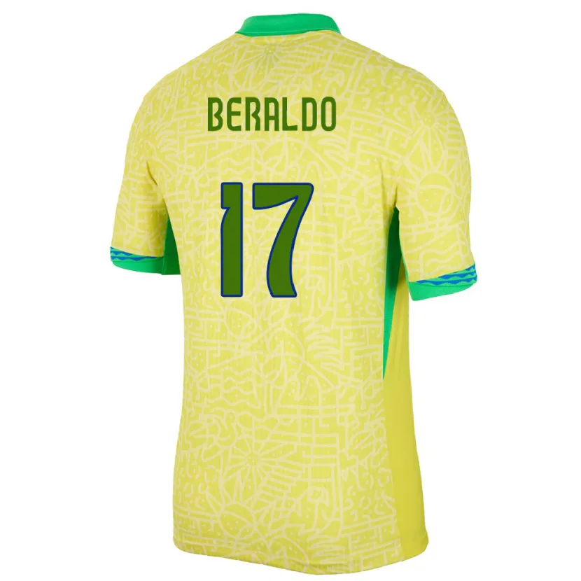Danxen Hombre Camiseta Brasil Lucas Beraldo #17 Amarillo 1ª Equipación 24-26 La Camisa México