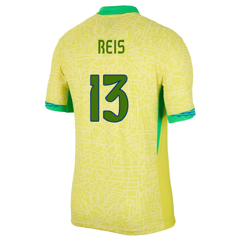 Danxen Hombre Camiseta Brasil Vitor Reis #13 Amarillo 1ª Equipación 24-26 La Camisa México