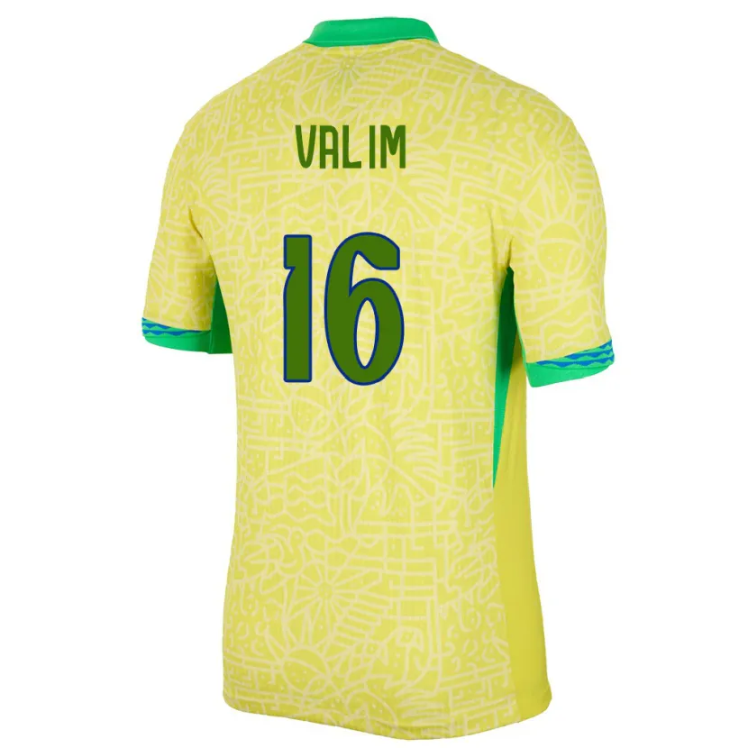 Danxen Hombre Camiseta Brasil Bernardo Valim #16 Amarillo 1ª Equipación 24-26 La Camisa México