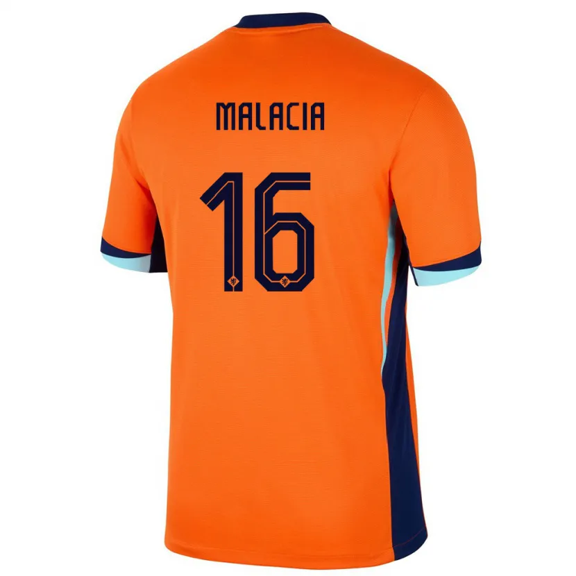 Danxen Hombre Camiseta Países Bajos Tyrell Malacia #16 Naranja 1ª Equipación 24-26 La Camisa México