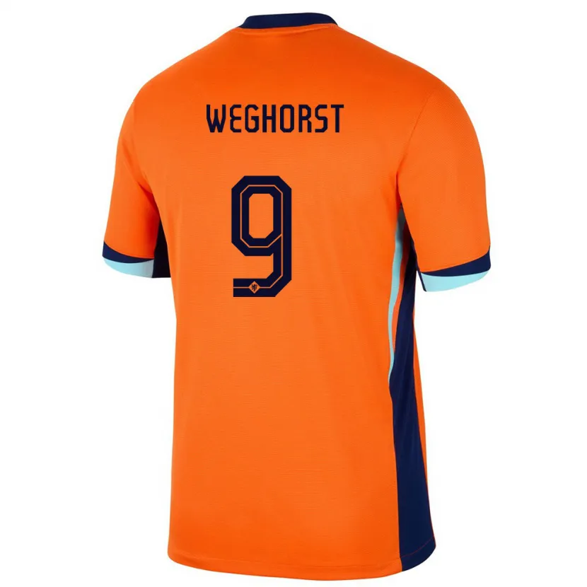 Danxen Hombre Camiseta Países Bajos Wout Weghorst #9 Naranja 1ª Equipación 24-26 La Camisa México