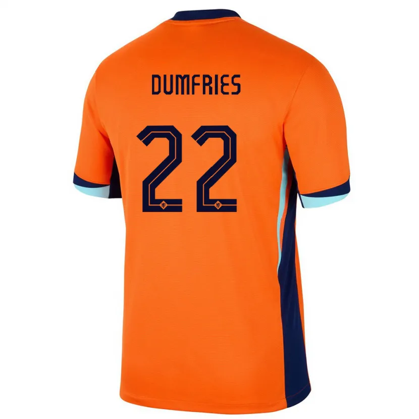Danxen Hombre Camiseta Países Bajos Denzel Dumfries #22 Naranja 1ª Equipación 24-26 La Camisa México