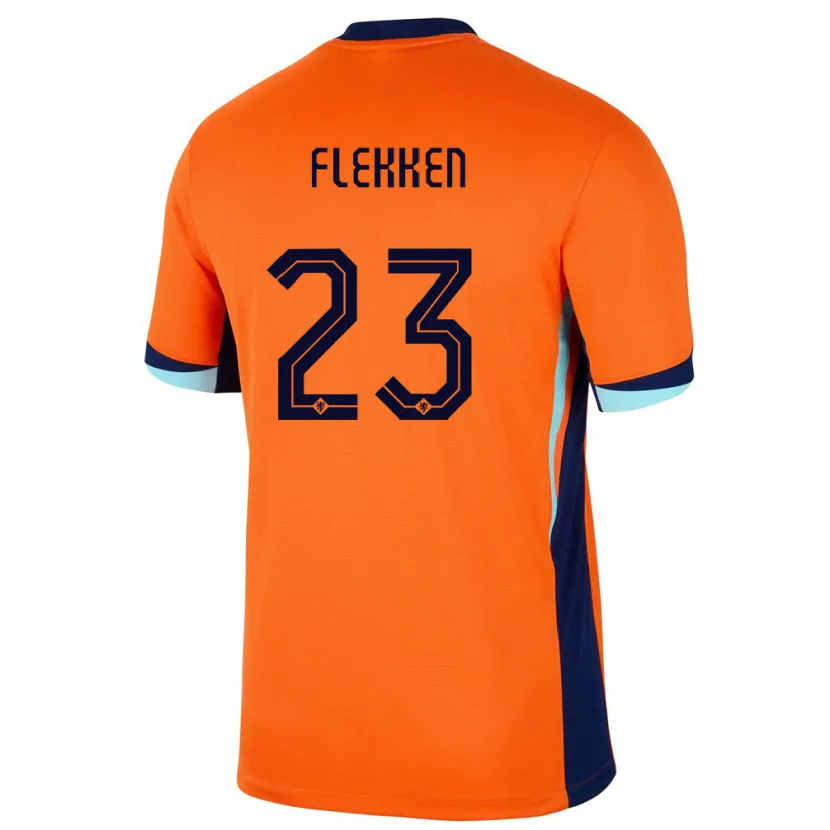 Danxen Hombre Camiseta Países Bajos Mark Flekken #23 Naranja 1ª Equipación 24-26 La Camisa México