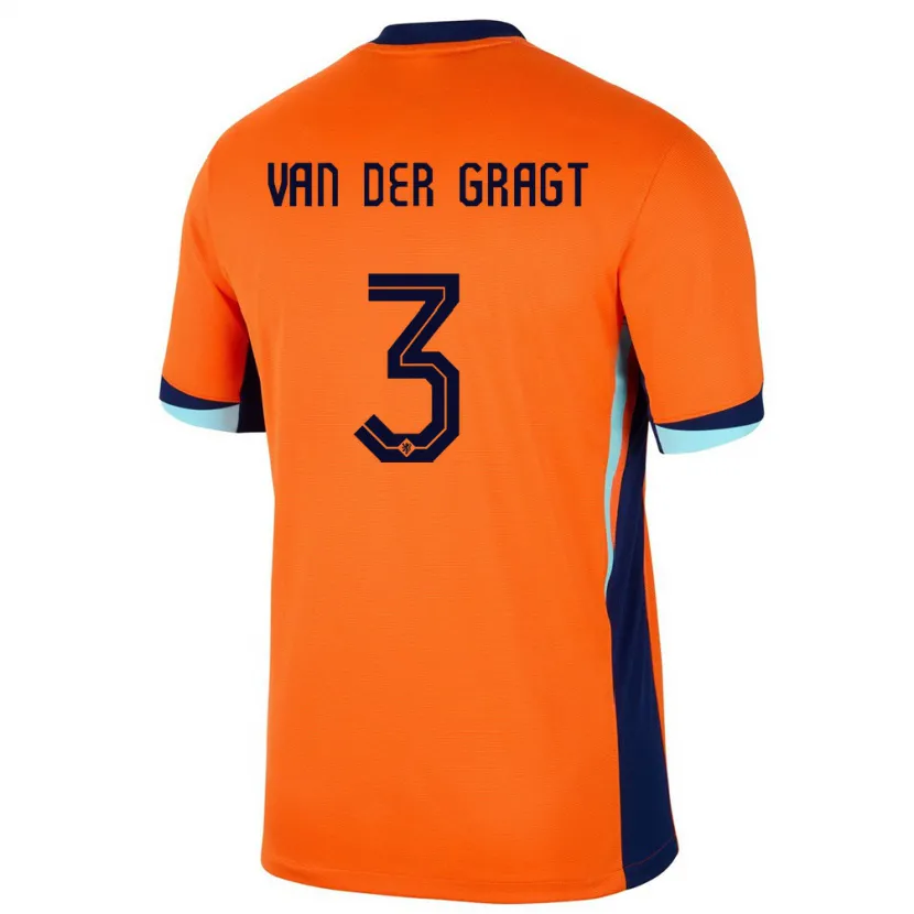 Danxen Hombre Camiseta Países Bajos Stefanie Van Der Gragt #3 Naranja 1ª Equipación 24-26 La Camisa México