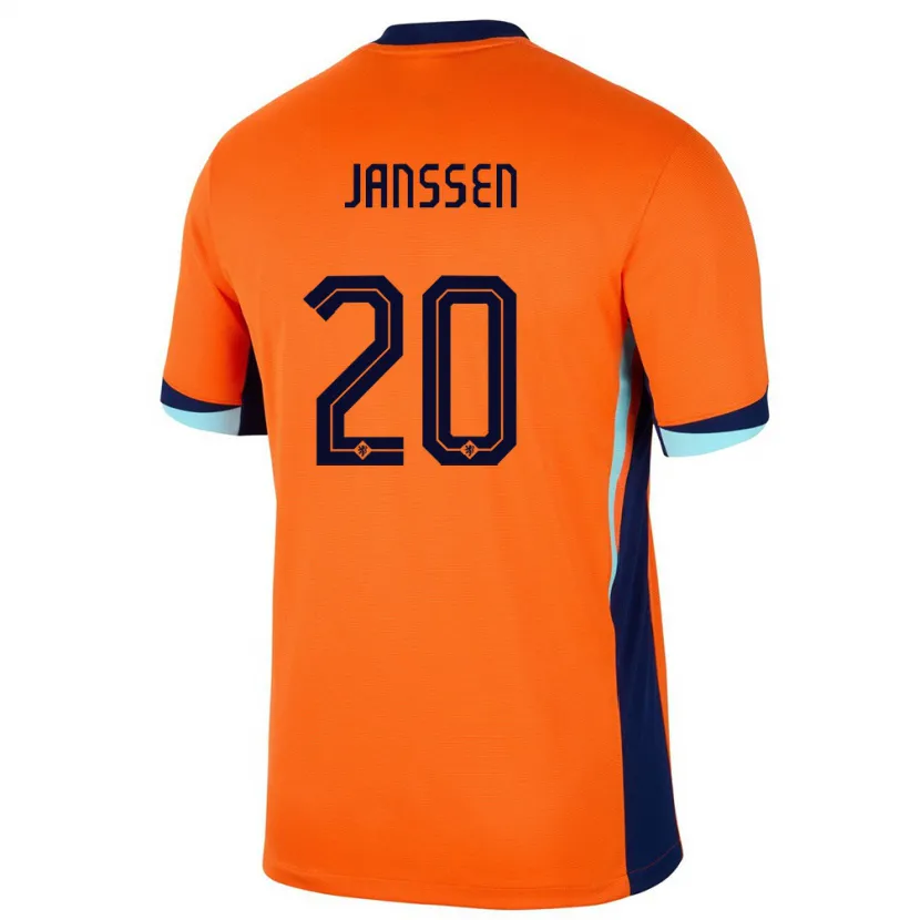 Danxen Hombre Camiseta Países Bajos Dominique Janssen #20 Naranja 1ª Equipación 24-26 La Camisa México