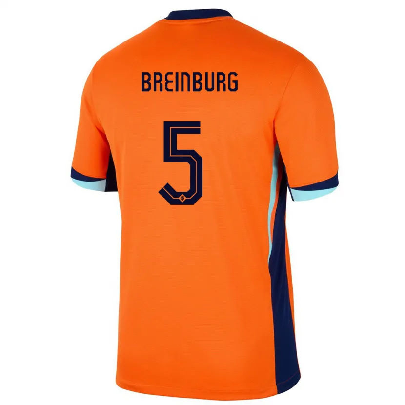 Danxen Hombre Camiseta Países Bajos Rainey Breinburg #5 Naranja 1ª Equipación 24-26 La Camisa México