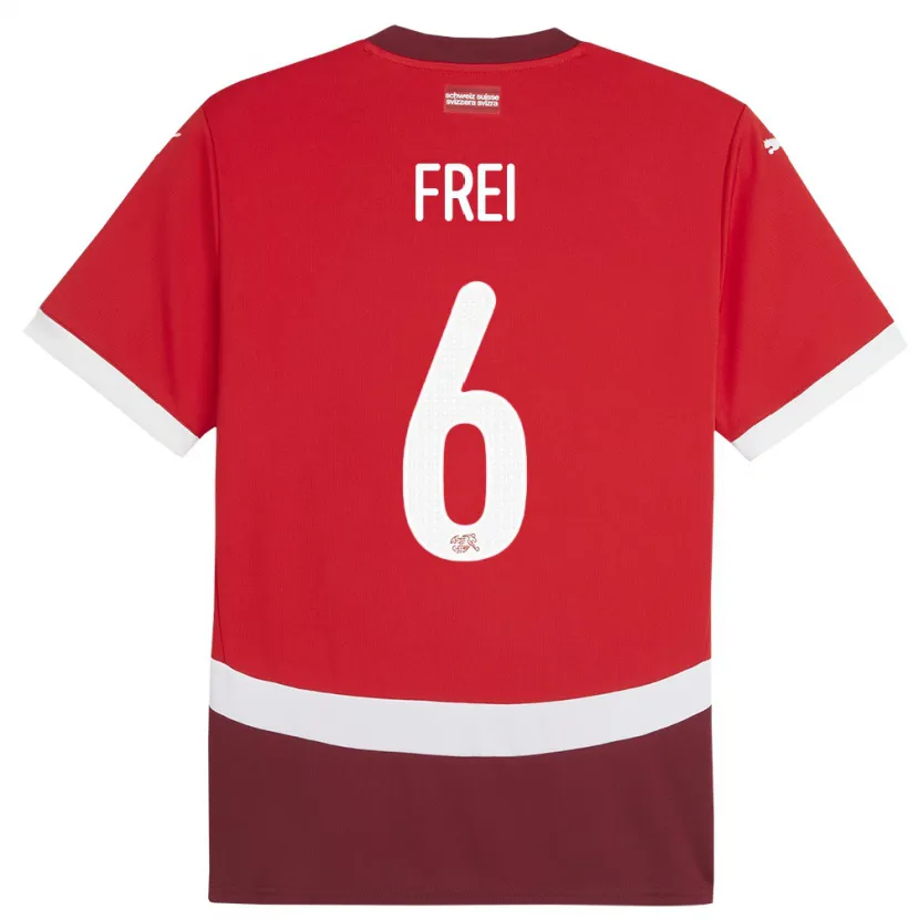 Danxen Hombre Camiseta Suiza Fabian Frei #6 Rojo 1ª Equipación 24-26 La Camisa México