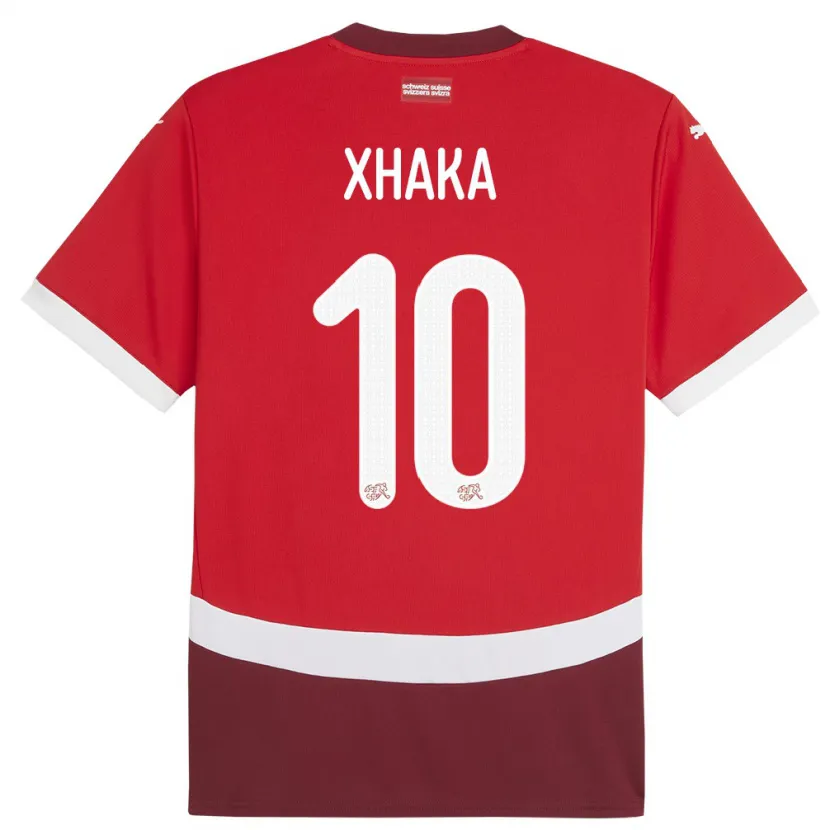 Danxen Hombre Camiseta Suiza Granit Xhaka #10 Rojo 1ª Equipación 24-26 La Camisa México
