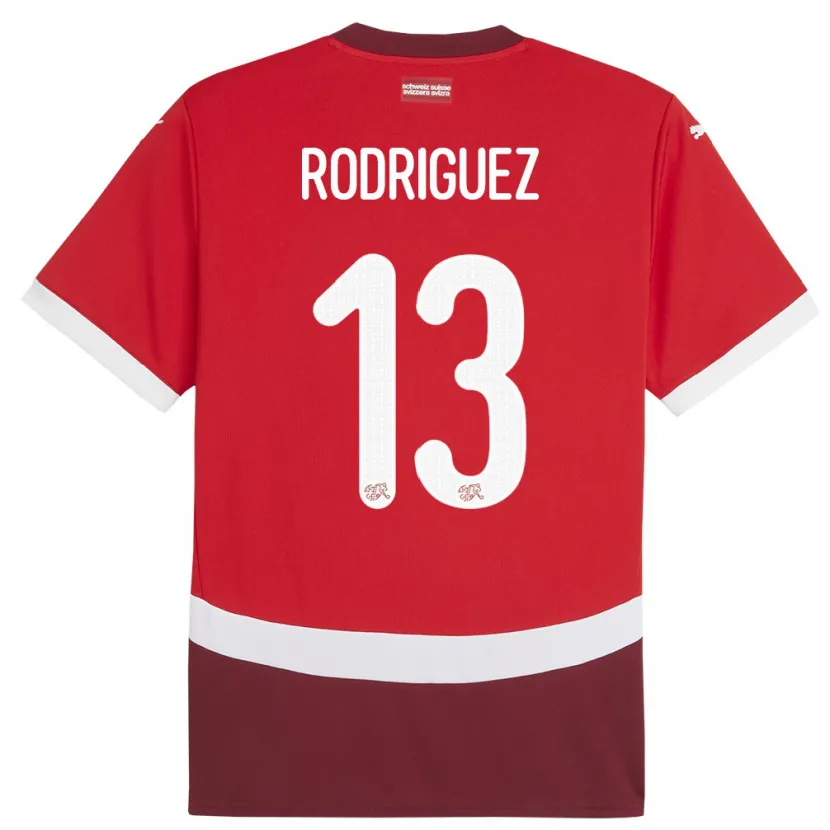 Danxen Hombre Camiseta Suiza Ricardo Rodriguez #13 Rojo 1ª Equipación 24-26 La Camisa México