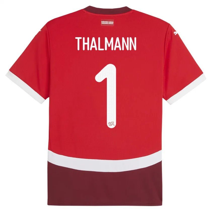 Danxen Hombre Camiseta Suiza Gaelle Thalmann #1 Rojo 1ª Equipación 24-26 La Camisa México