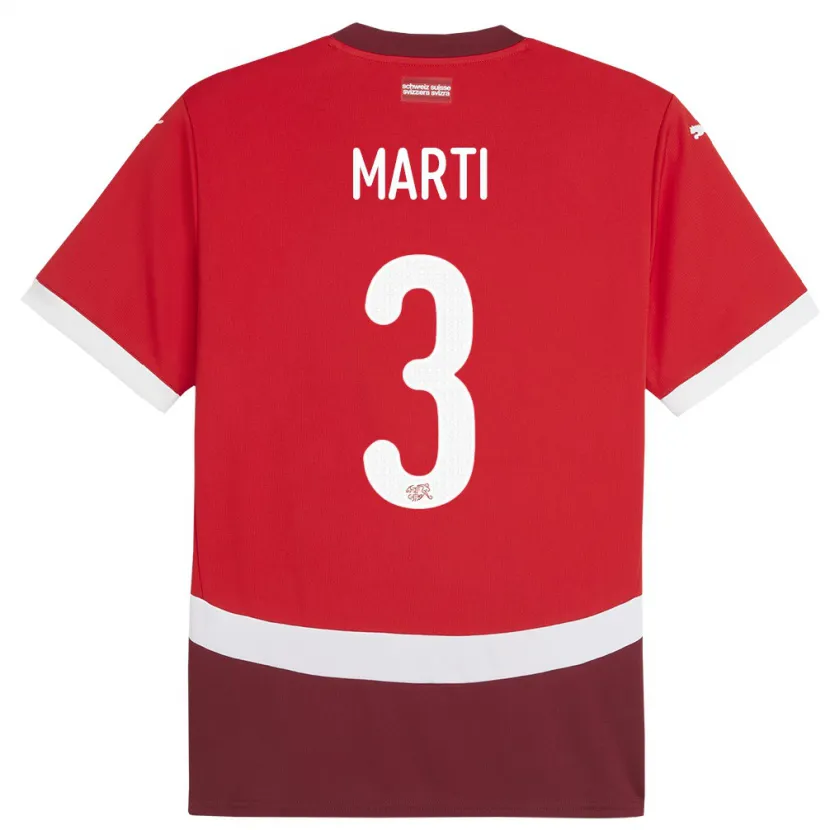 Danxen Hombre Camiseta Suiza Lara Marti #3 Rojo 1ª Equipación 24-26 La Camisa México