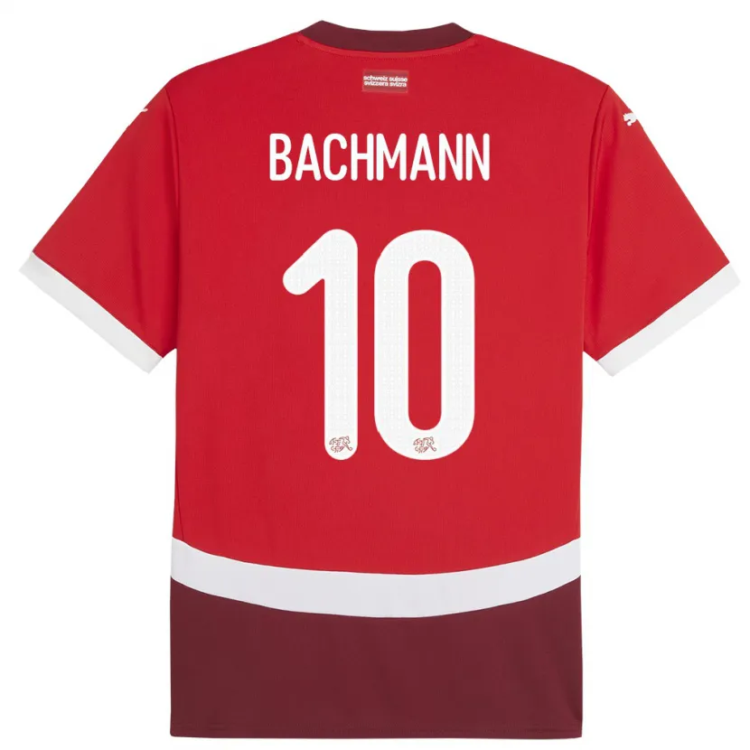 Danxen Hombre Camiseta Suiza Ramona Bachmann #10 Rojo 1ª Equipación 24-26 La Camisa México