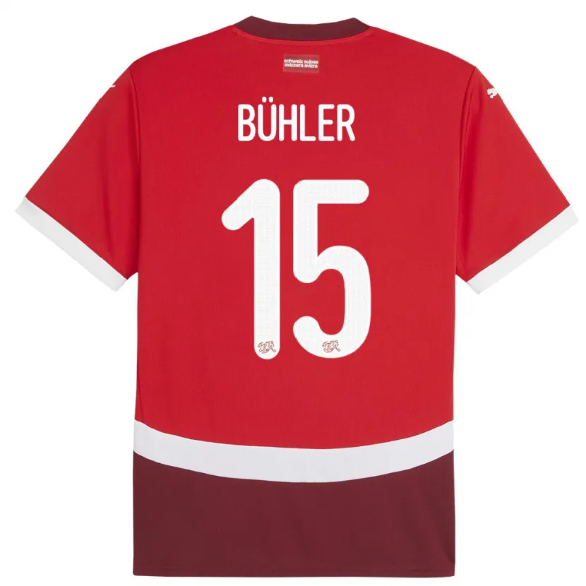 Danxen Hombre Camiseta Suiza Luana Buhler #15 Rojo 1ª Equipación 24-26 La Camisa México