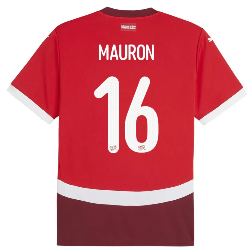 Danxen Hombre Camiseta Suiza Sandrine Mauron #16 Rojo 1ª Equipación 24-26 La Camisa México
