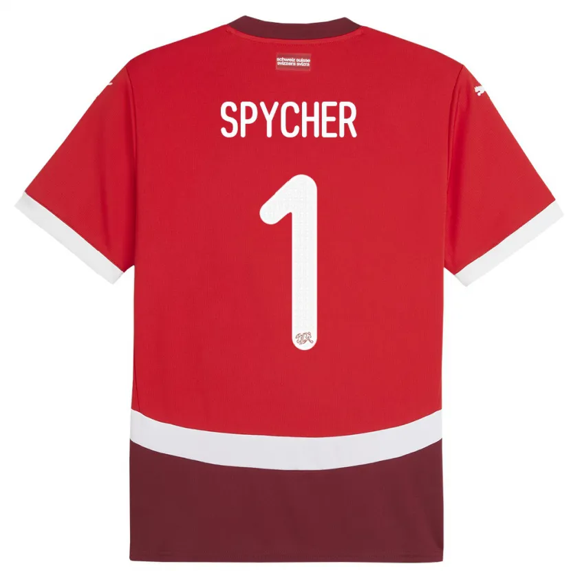 Danxen Hombre Camiseta Suiza Tim Spycher #1 Rojo 1ª Equipación 24-26 La Camisa México