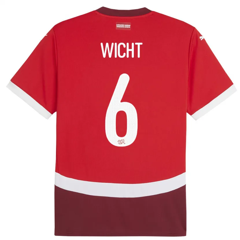 Danxen Hombre Camiseta Suiza Nathan Wicht #6 Rojo 1ª Equipación 24-26 La Camisa México