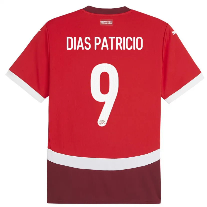 Danxen Hombre Camiseta Suiza Alexandre Dias Patricio #9 Rojo 1ª Equipación 24-26 La Camisa México