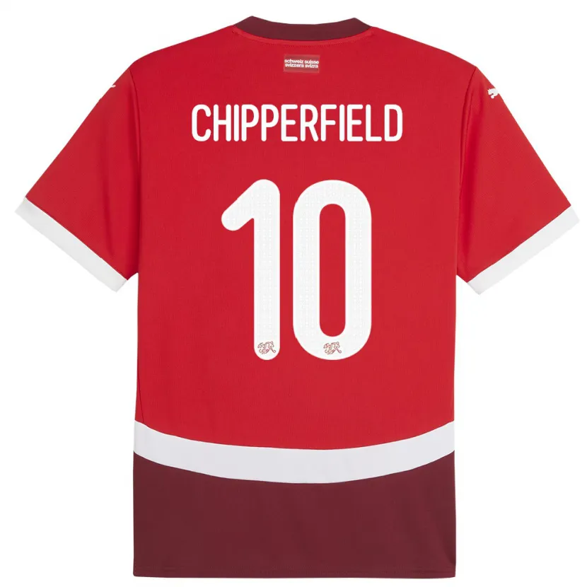 Danxen Hombre Camiseta Suiza Liam Chipperfield #10 Rojo 1ª Equipación 24-26 La Camisa México