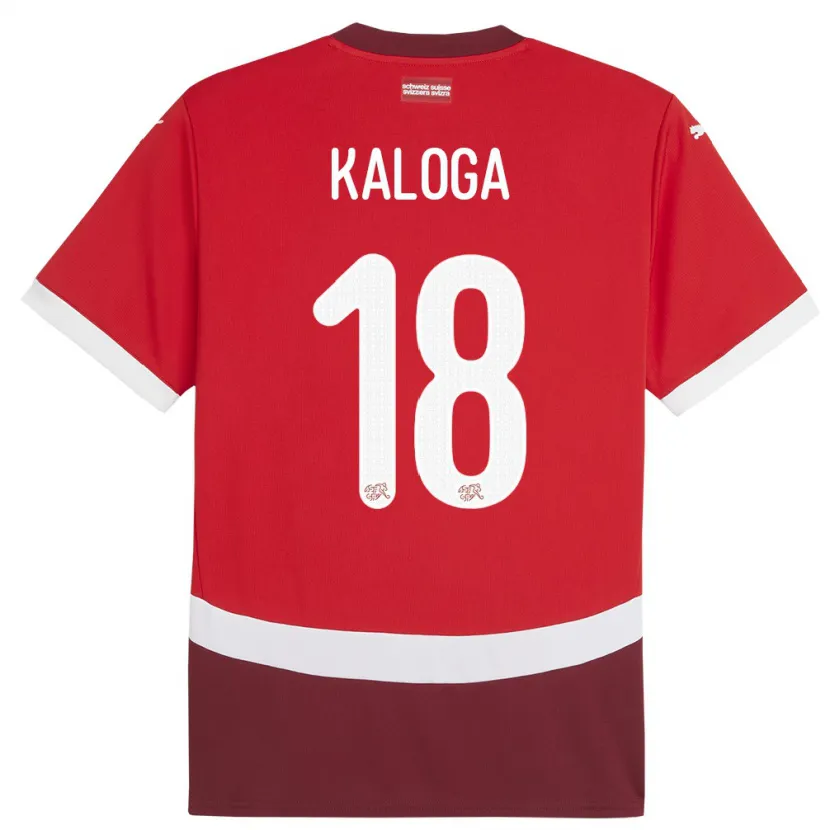 Danxen Hombre Camiseta Suiza Issa Kaloga #18 Rojo 1ª Equipación 24-26 La Camisa México
