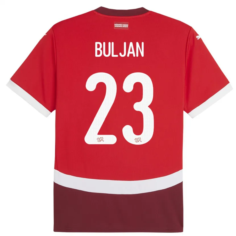 Danxen Hombre Camiseta Suiza Leo Buljan #23 Rojo 1ª Equipación 24-26 La Camisa México