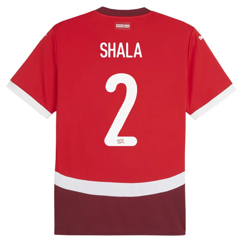 Danxen Hombre Camiseta Suiza Besnik Shala #2 Rojo 1ª Equipación 24-26 La Camisa México