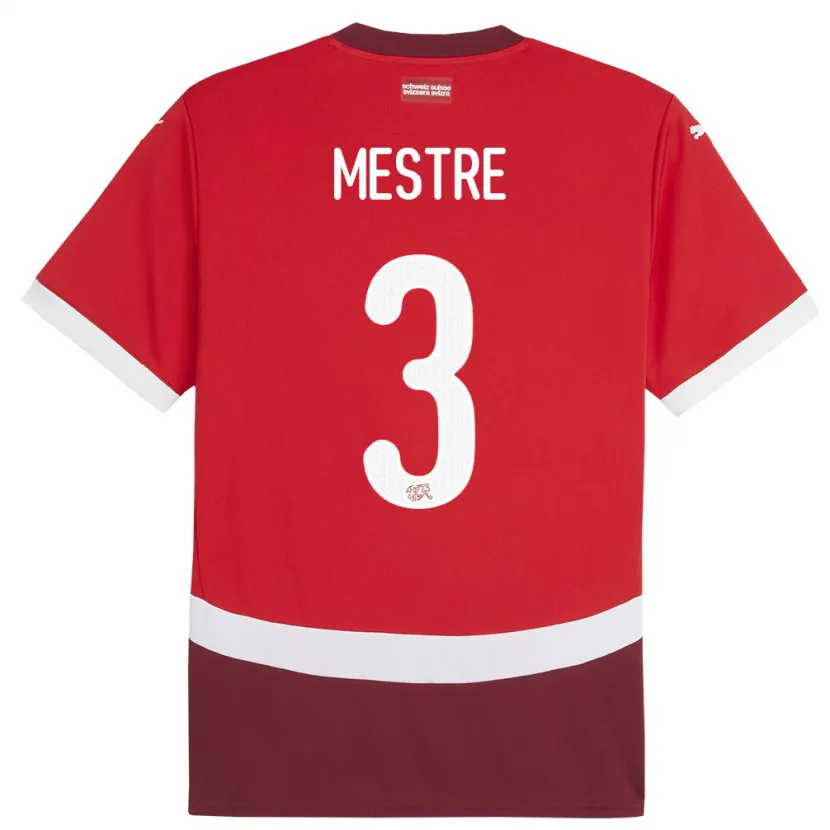 Danxen Hombre Camiseta Suiza Luis Mestre #3 Rojo 1ª Equipación 24-26 La Camisa México