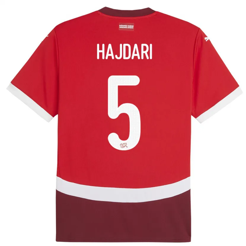 Danxen Hombre Camiseta Suiza Albian Hajdari #5 Rojo 1ª Equipación 24-26 La Camisa México