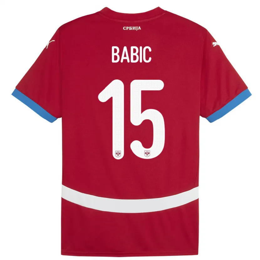 Danxen Hombre Camiseta Serbia Srdjan Babic #15 Rojo 1ª Equipación 24-26 La Camisa México