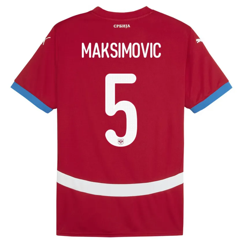 Danxen Hombre Camiseta Serbia Nemanja Maksimovic #5 Rojo 1ª Equipación 24-26 La Camisa México
