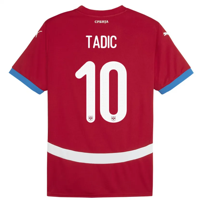 Danxen Hombre Camiseta Serbia Dusan Tadic #10 Rojo 1ª Equipación 24-26 La Camisa México